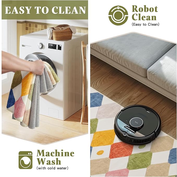 jinchan Kids Rug for Nursery 5ft Radius Corner Washable Area Rug Modern Colorful Quarter Circle Rug Soft Non-Slip Carpet for Bedroom Playroom Daycare Reading Nook Kitchen Classroom Circus on Cream