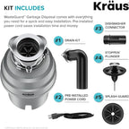 KRAUS WasteGuard High-Speed 1 HP Continuous Feed Ultra-Quiet Motor Garbage Disposal with Power Cord and Flange Included and Universal Mount, KWD200-100MGR