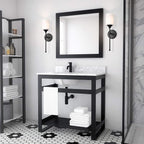 XiNBEi Lighting Wall Sconce, Bathroom Vanity Light with Glass, Wall Fixture Matte Black Finish for Bathroom XB-W1216-MBK