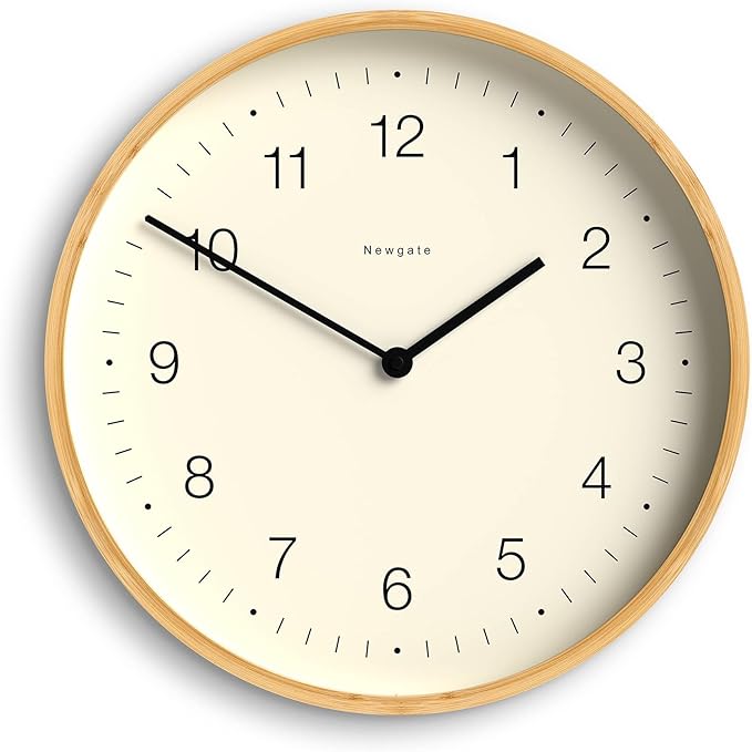 NEWGATE® Mauritius Wall Clock | Scandi Inspired Bamboo Clock | 15 inch | Modern Minimalist Design for Kitchen, Living Room or Office