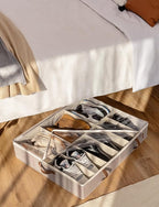 StorageWorks Under Bed Shoe Storage Organizer, Underbed Shoes Container with Adjustable Dividers, Shoe Storage Basket with Cover, Brown, 2-Pack, Space-Saving Shoe Box Fits up to 24 Pairs