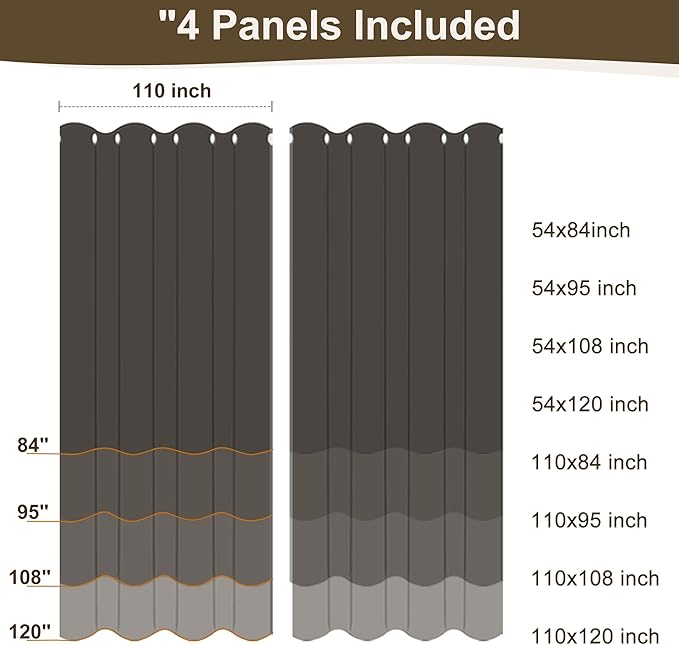 HolidayIdeas 4 Panels Linen Outdoor Curtains for Patio Waterproof White Curtains 84 Inch Length Set-Wide Curtains Weatherproof, Privacy, Textured for Pergola, Porch, Gazebo-110 Wide x 84" Long