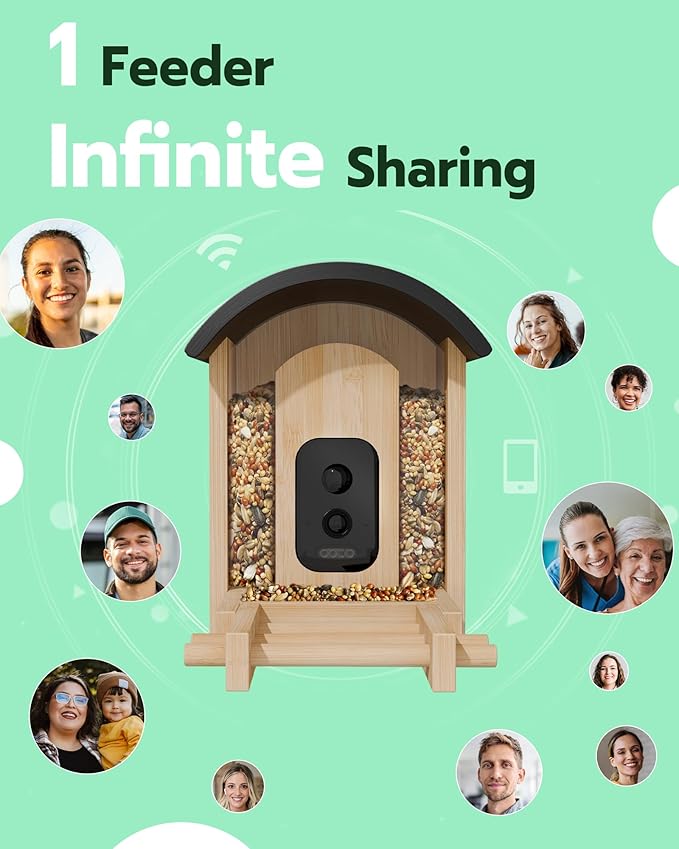 Bird Feeder with Camera, Smart Wild Bird Feeder for Outdoors with AI Identify, Solar Bird Feeder Watching Camera Auto Capture Birds & Real-time Notifications, Gifts for Birdlover (Arch)
