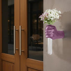 Creative Wall Hanging Sculpture, Artistic Wall Hanging Hand Sculpture with Test Tube vases, Home Decoration Hand Against Wall (Purple)