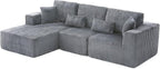 HYJT-H&K Modular Sectional Sofa Cloud Sectional Couch, 107" Comfy Fluffy L Shaped Dark Grey Couches for Living Room, Deep Seat Memory Foam Plush Corduroy Boneless Couch Sectionals Left Facing Chaise