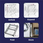 BLACK+DECKER Laundry Organization Expandable/Collapsible Clothes Drying Rack. Essential for Camping/Trailers or Anywhere You Air Dry Laundry. Oversized for Multiple Garments, (Grey)