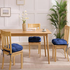 Chair Cushions for Dining Chairs, Dining Chair Cushions, Tufted Indoor Chair Pads with Ties & Non Slip Backing, Seat Cushions for Kitchen Chairs 16.5” x 16.5” x 3.5”, Set of 6, Navy Blue