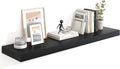 Heimlove 48" Black Floating Shelves for Wall,10 Deep Rustic Wood Display & Storage Wall Shelves with Heavy Duty Brackets for Bathroom,Bedroom,Kitchen,Living Room,Office