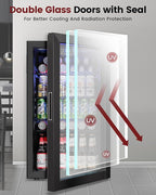 Wine Cooler Refrigerator - 26 Bottle 126 Can Mini Wine Fridge with Glass Door for Beer Soda Water Drink, Small Wine Cellar Beverage Refrigerator for Bedroom Office Home Bar Dorm, 3.2 Cu.Ft