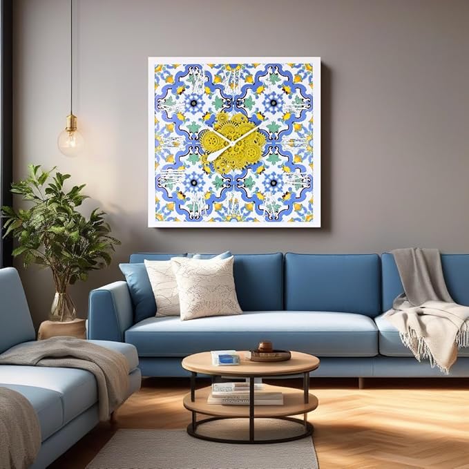 The Gears Clock Wall Clock Italy Collection with Moving Gears (Meta, 36 inch Square)