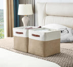 DECOMOMO Storage Cubes, 11x11 Cube Storage Bins, Baskets for Shelves (Beige & White, Cube 11" - 4 Pack)
