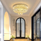 Mini Chandelier Modern Crystal Chandeliers for Hallway LED Flush Mount Ceiling Light Dimmable Light Fixture for Dining Room Living Room Bedroom