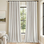 MIULEE 100% Blackout Curtains 120 Inch Long 2 Panels Set for Bedroom, Thick Faux Linen Black Out Curtain Room Darkening Back Tab Pleat Window Textured Drapes with Hooks for Living Room, Light Beige