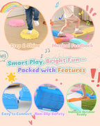Holyton Music Light Up Balance Beam and Toddler Stepping Stones 13 Pieces, Non-Slip Plastic Balance Stackable Stepping Stones for Kids, Sensory Toys for Toddlers, Indoor or Outdoor Play, Easy Storage