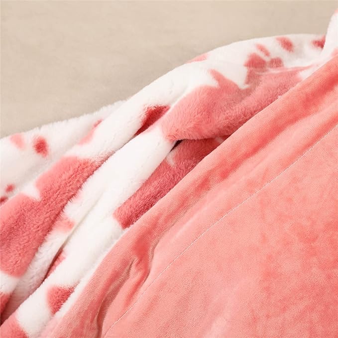 RYNGHIPY Cow Print Throw Blanket: Soft Animal Cow Bed Throws Cute Farm Flannel Fleece Throw Blankets Thick Warm Plush Blankets for Sofa Couch Cow Decor Throws (Pink, 63''x79'')