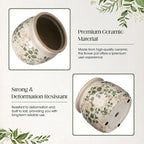 Vintage Planter Large Ceramic Plants Pot Green Pink Pastoral Floral Ice Crack Cottage Scroll Vase Flower Vase Pot Indoor Plants Home Kitchen Decor Farmhouse Antique Decorative Gifts