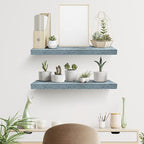 Sorbus Floating Shelves - 2 Pack 24 X 9 Inch Rustic Blue Wall Shelves for Bedroom, Kitchen, Living Room, Bathroom Shelves, Home Decor - Extra Long Floating Shelf for Trophy, Books Frames, Toilet Paper