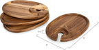 PICNIC TIME TOSCANA -Wine Appetizer Plates, Cocktail Plate with Glass Holder, Cheese Board with Wine Holder, (Acacia Wood), 9 x 6, Set of 4