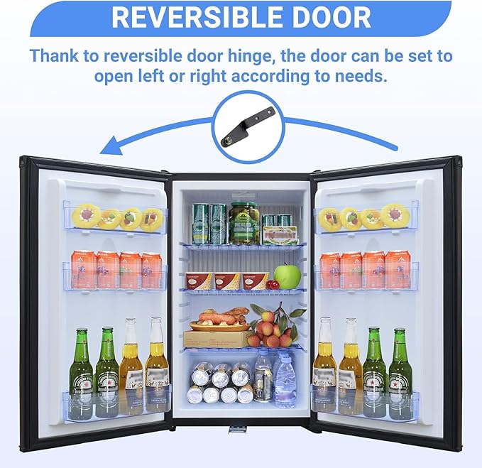 SMETA 12V RV Refrigerator 1.7 Cu.Ft Mini Camper Fridge with Lock and Key AC/DC 110V/12v Quiet Absorption Compact Refrigerator for RV Semi Truck Patio Car with Reversible Door Beverage Cooler, Black