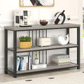 FOLUBAN Console Tables for Entryway, Sofa Table with 3 Tier Storage for Living Room Hallway Foyer Behind Couch, Rustic Light Grey