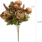 Duovlo Fake Flowers Vintage Artificial Peony Silk Flowers Wedding Home Decoration,Pack of 1 (Coffee)