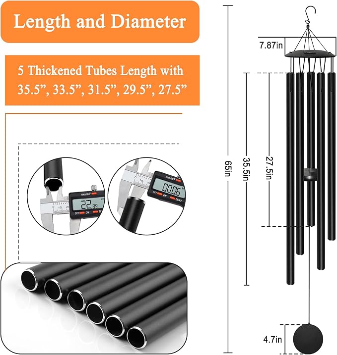 Large Wind Chimes for Outside Deep Tone, 65" Deep Tone Wind Chimes for Outside Porch Garden Patio Balcony Memorial Room Decor, Memorial Sympathy Gift for Loss of Loved One