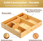 Umilife Drawer Organizer Storage Boxes, 2.5" High Bamboo Drawer Dividers, 5 Rearrangeable Bins for Kitchen, Office Desktop, Clothing, Makeup, vanity, Jewelry