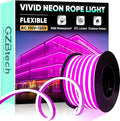 GZBtech Flexible LED Neon Rope Lights 50FT,AC 110-120V Waterproof Strip Light, 120 LEDs/M Cuttable Connectable Neon Lighting for Indoor Outdoor Home Decor/Commercial Building Use-Pink 15M