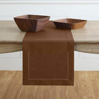 Solino Home Linen Brown Table Runner 36 Inches - Classic Hemstitch, 100% Pure Linen Coffee Table Runner 14 x 36 Inch Ideal for Dresser Tables, Fall, Autumn, Thanksgiving