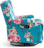 UIXE Swivel Rocker Manual Recliner Chair, Wingback Swivel Glider Fabric Nursery Reclining Sofa Chair, High Back Upholstered Arm Chair for Living Room Bedroom - Peacock Blue