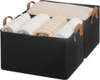 StorageWorks Storage Bins, Fabric Storage Bins for Shelves, Extra Large Storage Baskets with Metal Frame, Closet Baskets and Bins with Handles, Jumbo, Black, 2-Pack