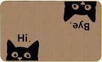 Mingnei Hi Bye Cat Welcome Doormat - Door Mat for Home Kitchen Entrance, Funny Black Cat Lover Floor Mat for Indoor/Outdoor Entryway Rug, 30x17 (Brown)