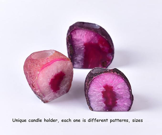 AMOYSTONE Dual-Purpose Agate Stone, 1-1.5lb Plant Terrarium & Candle Holder Base, for Boho Home Office Accent