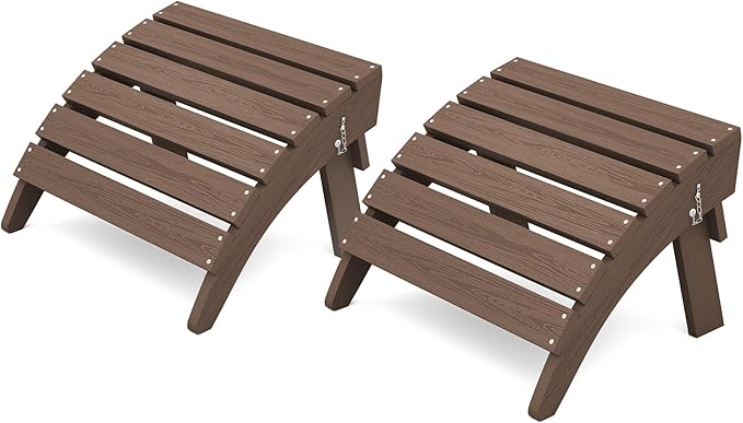 KINGYES Folding Adirondack Ottomans Set of 2 for Adirondack Chair, Brown