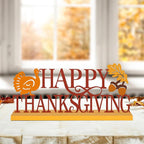 COCHIE Metal Happy Thanksgiving Sign, Fall Leaves Turkey Table Centerpieces Decorations for Home, Office, Shelf, Mantel, Indoor, Traditional Party Supplies Decor (Thanksgiving)