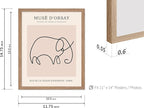 Poster Master Vintage Poster - Retro One Line Elephant Drawing Print - Elephant Art - Minimal Gift for Men, Women, Animal Lover - Abstract Wall Decor for Home, Office, 11x14 Beige Framed