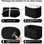 Black Storage Baskets for Organizing Shelves, Toy Basket for Nursery, Woven Cotton Rope Basket for Decor, Towel Baskets for Bathroom, 15"x11"x9.5", 3 Packs, Black
