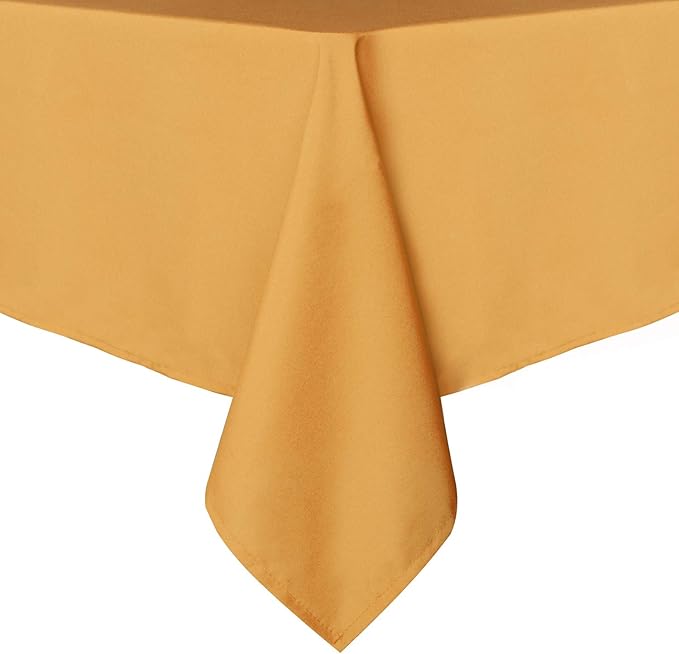 sancua Rectangle Tablecloth - 70 x 108 Inch - Stain and Wrinkle Resistant Washable Polyester Table Cloth, Decorative Fabric Table Cover for Dining Tables, Buffet Parties and Camping, Gold