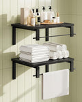 Deep Floating Shelves for Wall, 12 inch Wall Mounted Shelves Set of 2, Wide Floating Shelves for Living Room, Bedroom, Study, Bathroom, Black TBJ02P2BB