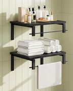 Deep Floating Shelves for Wall, 12 inch Wall Mounted Shelves Set of 2, Wide Floating Shelves for Living Room, Bedroom, Study, Bathroom, Black TBJ02P2BB