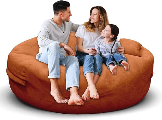 Bean Bag Chair for Adults 5FT,Soft Removable Cover for Teens/Girls Bedroom,Fluffy Giant Round Floor Beanbag Lounger Chairs (No Filler,Orange)