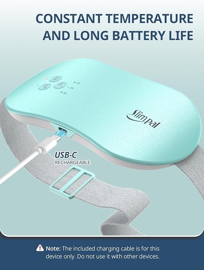 Slimpal Portable Heating Pad for Period Cramps, FSA HSA Eligible, Cordless Heat Pad for Menstrual Cramps Relief, 3 Timer Auto Off Setting, Electric Heating Belt Gifts for Her Women Girl Wife, Pink