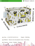 LANGYASHAN Rectangular Storage Bin Collapse Canvas Fabric Cartoon Storage Basket with Handles for Organizing Home Kitchen Boys and Girls Toys Office Closet Shelf Baskets (Rec Engineering Vehicle)