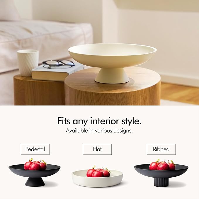 KIVY Concrete Fruit Bowl for Kitchen Counter - Large Decorative Bowl for Home Decor - Modern Key Bowl for Entryway Table - Concrete Bowl - Decorative Bowls for Home Decor - Black Fruit Bowl Decor