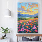 Colorful wildflowers field scenery poster artwork wall decoration wildflowers everywhere wall painting suitable for bedroom home office