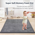 ACOMOPACK Baby Play Mat for Floor 1.3" Thick Memory Foam Play Mat 79"×118" Tummy Time Crawling with Non-Slip Bottom for Living Room,Nursery,Soft Velvet Playpen Mats for Kids,Infants（Dark Grey）