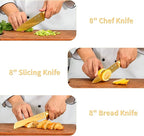 ZHANG XIAO QUAN SINCE 1628 15Pcs Knife Sets with Block, 50Cr15MoV Stainless Steel kitchen knife set with Built-in Sharpener Dishwasher Safe(Golden)