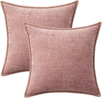 MIULEE Pack of 2 Couch Throw Pillow Covers 20x20 Inch Blush Pink Farmhouse Decorative Pillow Covers with Stitched Edge Soft Chenille Solid Dyed Spring Pillow Covers for Sofa Bed Living Room