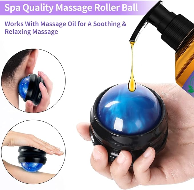 3 Pack Massage Oil for Massage Therapy,Sore Muscle Arnica Oil & Relaxing Lavender Oil & Ginger Oil Lymphatic Drainage & Massage Ball,Lymphatic Drainage Massager Body Oil,Massage Kit Gifts for Women