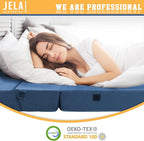 jela Foldable Sofa Bed Soft Foam Convertible Sleeper Chair Luxury Miss Fabric Fold Out Chair Bed Floor Couch with Back Support Floor Sofa for Living Room Bedroom (83"x33",Navy)